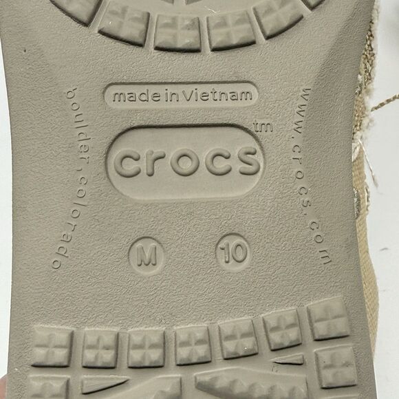 Crocs Santa Cruz Shoes Mens 10 Tan Brown Canvas Slip On Loafers Comfort Preppy